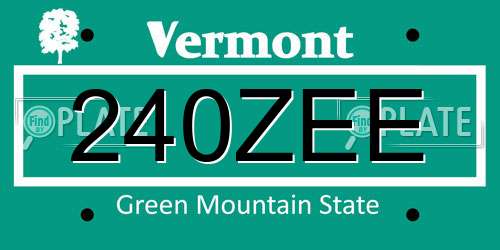 240ZEE Vermont License Plate