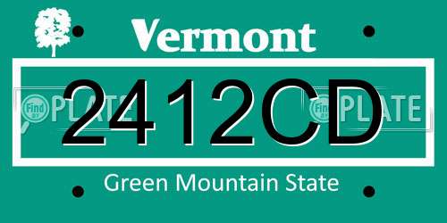 2412CD Vermont License Plate