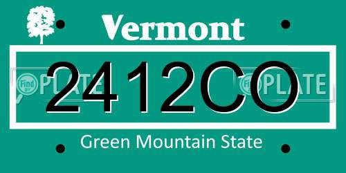 2412CO Vermont License Plate