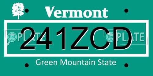 241ZCD Vermont License Plate