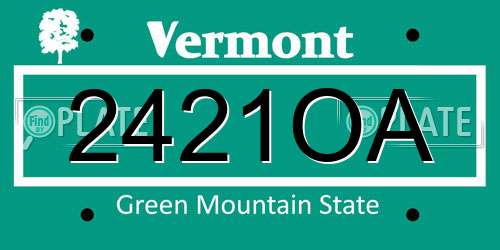 2421OA Vermont License Plate