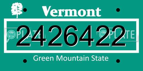 2426422 Vermont License Plate