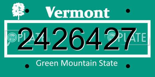 2426427 Vermont License Plate