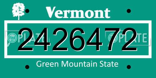 2426472 Vermont License Plate