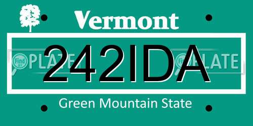 242IDA Vermont License Plate