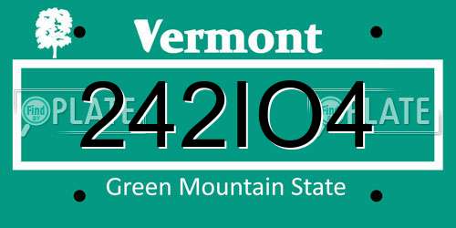 242IO4 Vermont License Plate