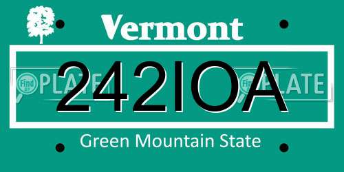 242IOA Vermont License Plate