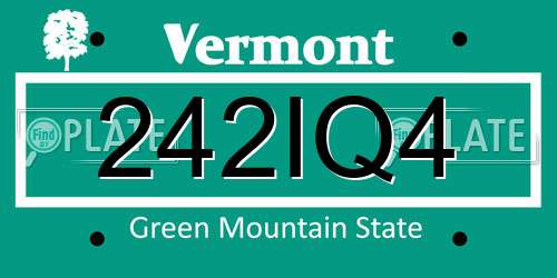 242IQ4 Vermont License Plate