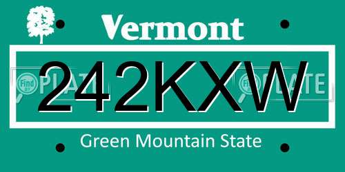 242KXW Vermont License Plate