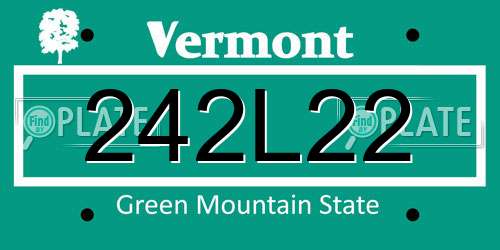 242L22 Vermont License Plate
