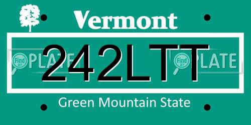 242LTT Vermont License Plate