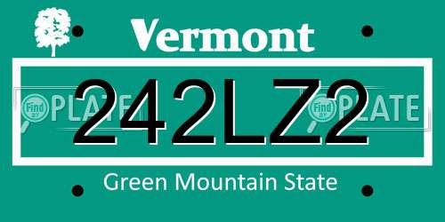 242LZ2 Vermont License Plate