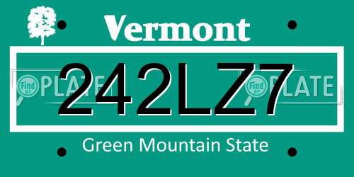 242LZ7 Vermont License Plate