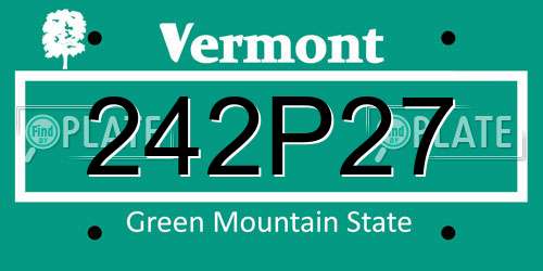 242P27 Vermont License Plate