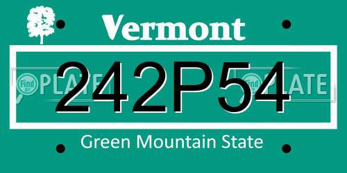 242P54 Vermont License Plate