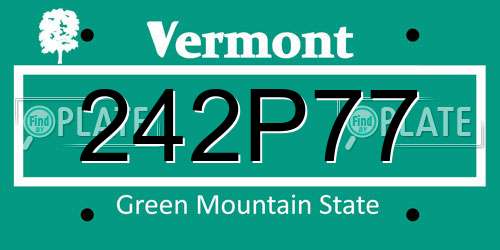 242P77 Vermont License Plate
