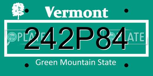 242P84 Vermont License Plate
