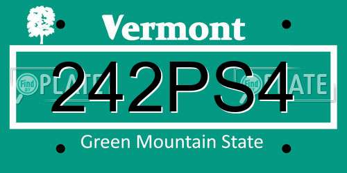 242PS4 Vermont License Plate