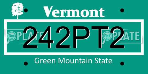 242PT2 Vermont License Plate