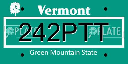 242PTT Vermont License Plate