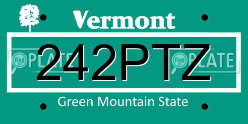 242PTZ Vermont License Plate