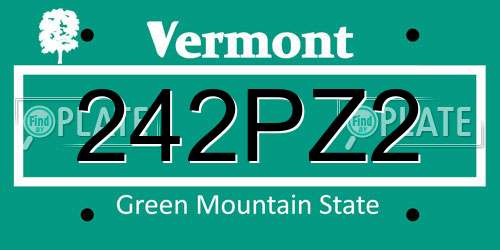 242PZ2 Vermont License Plate