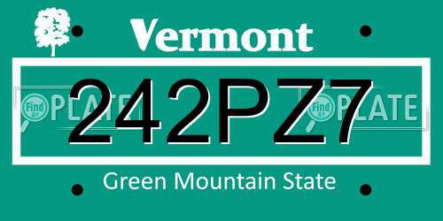 242PZ7 Vermont License Plate