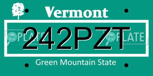 242PZT Vermont License Plate