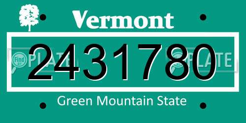 2431780 Vermont License Plate