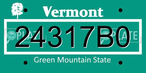 24317B0 Vermont License Plate