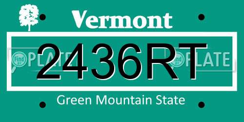 2436RT Vermont License Plate