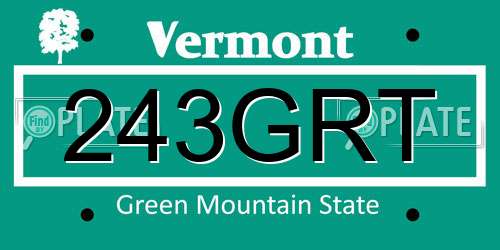 243GRT Vermont License Plate