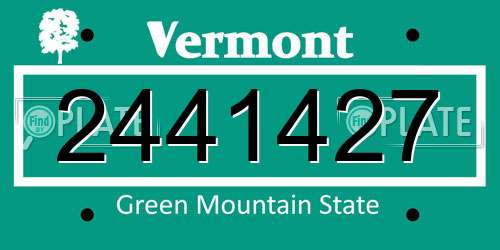 2441427 Vermont License Plate