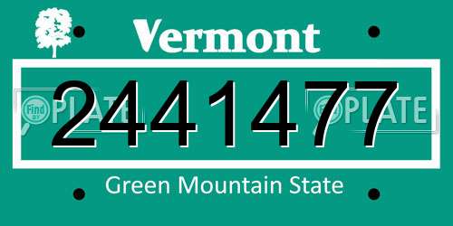 2441477 Vermont License Plate