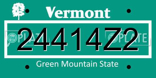 24414Z2 Vermont License Plate