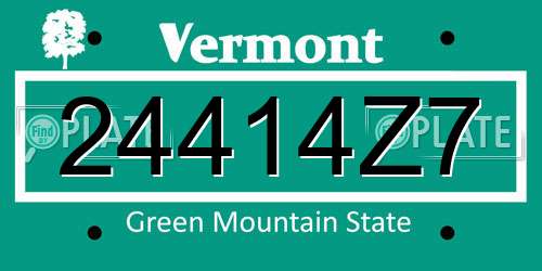 24414Z7 Vermont License Plate