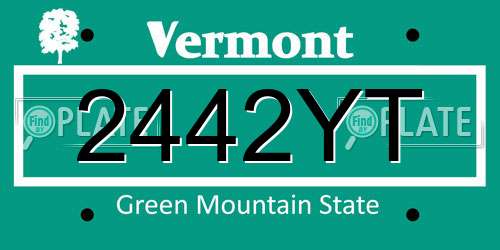 2442YT Vermont License Plate