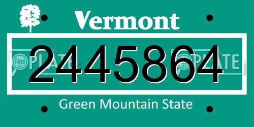 2445864 Vermont License Plate