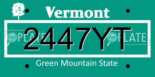 2447YT Vermont License Plate