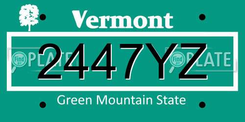 2447YZ Vermont License Plate