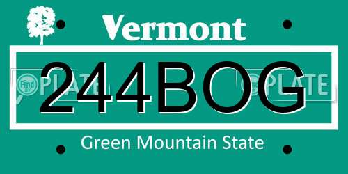 244BOG Vermont License Plate