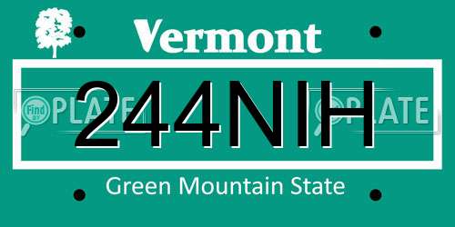 244NIH Vermont License Plate