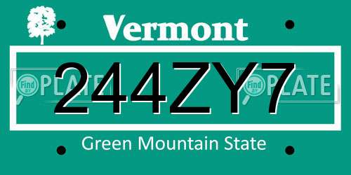 244ZY7 Vermont License Plate