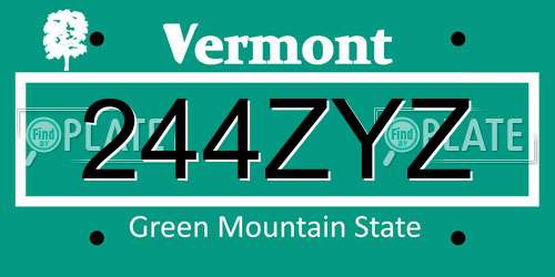 244ZYZ Vermont License Plate