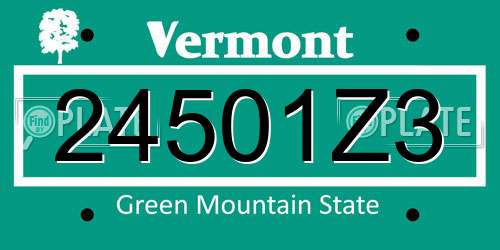 24501Z3 Vermont License Plate