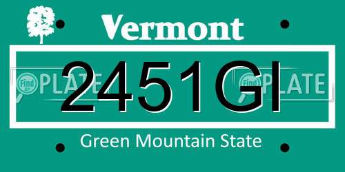 2451GI Vermont License Plate