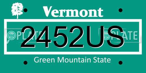 2452US Vermont License Plate