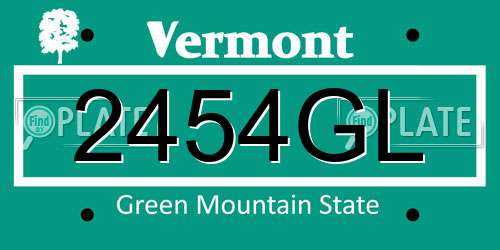 2454GL Vermont License Plate
