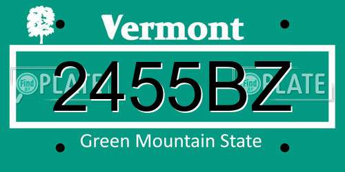2455BZ Vermont License Plate