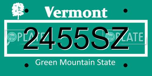2455SZ Vermont License Plate